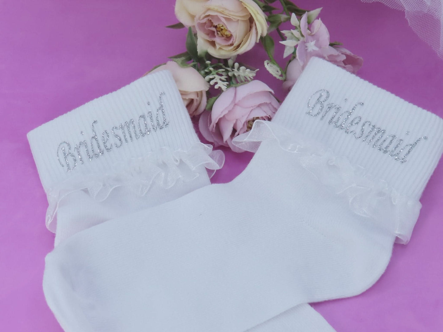Bridesmaid Organza Frill Socks - Crystal Shoe Designs