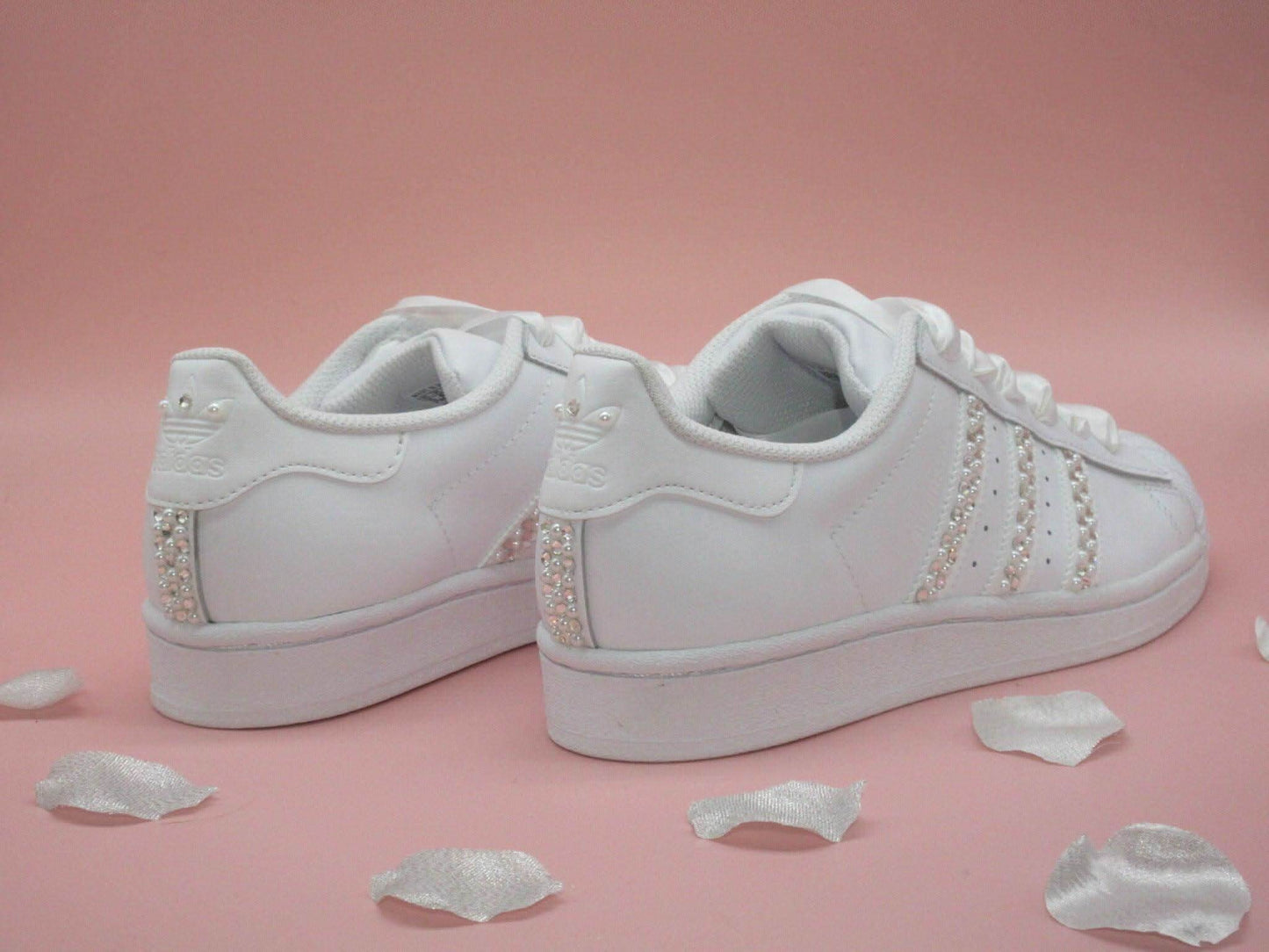 Crystal & Pearl Adidas Bridal Wedding Trainers. - Crystal Shoe Designs
