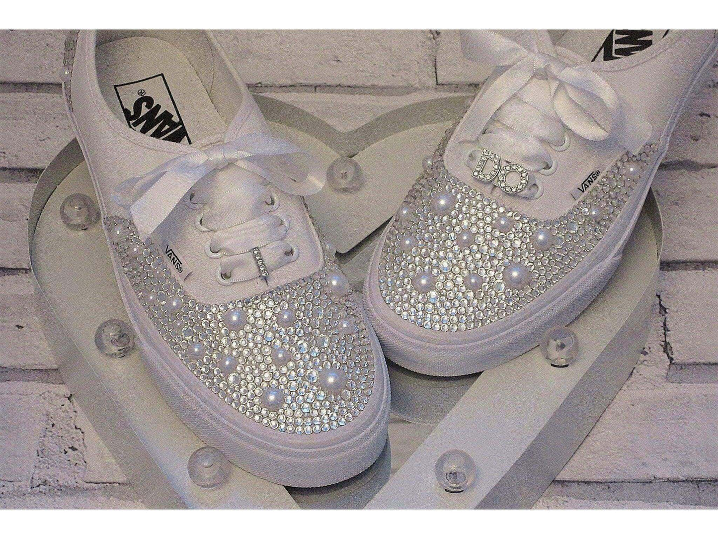 Crystal & Pearl Wedding "I Do" Vans, Wedding Trainers for Brides. - Crystal Shoe Designs