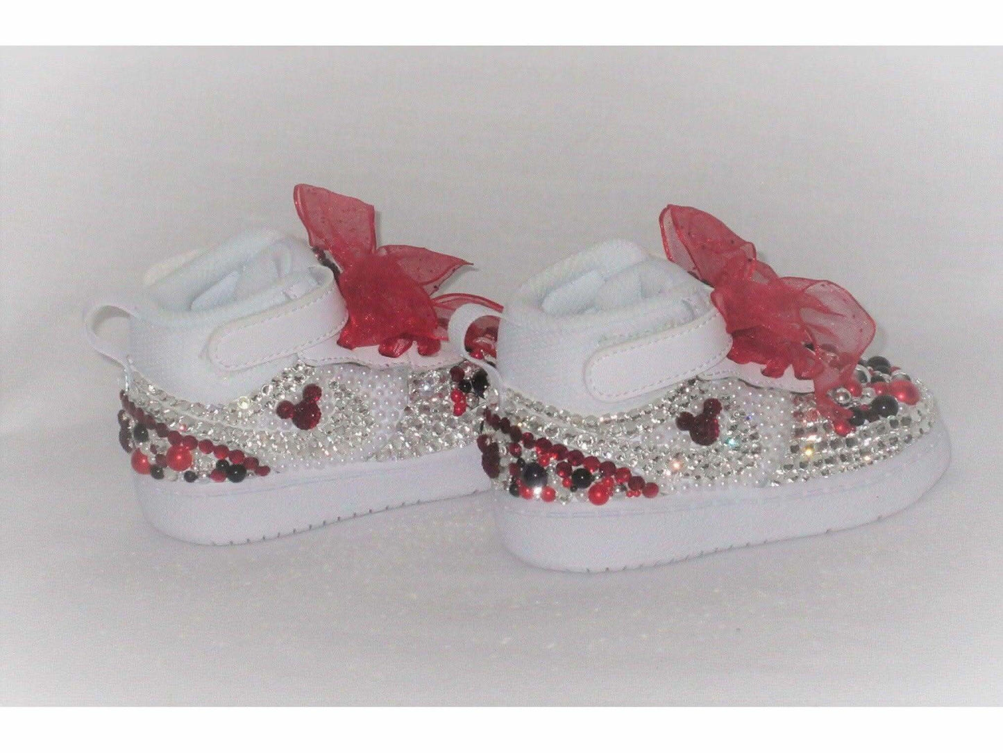 Custom Baby "Minnie" Inspired Nike Force 1, Baby Nike, Bling Baby Shoes. - Crystal Shoe Designs