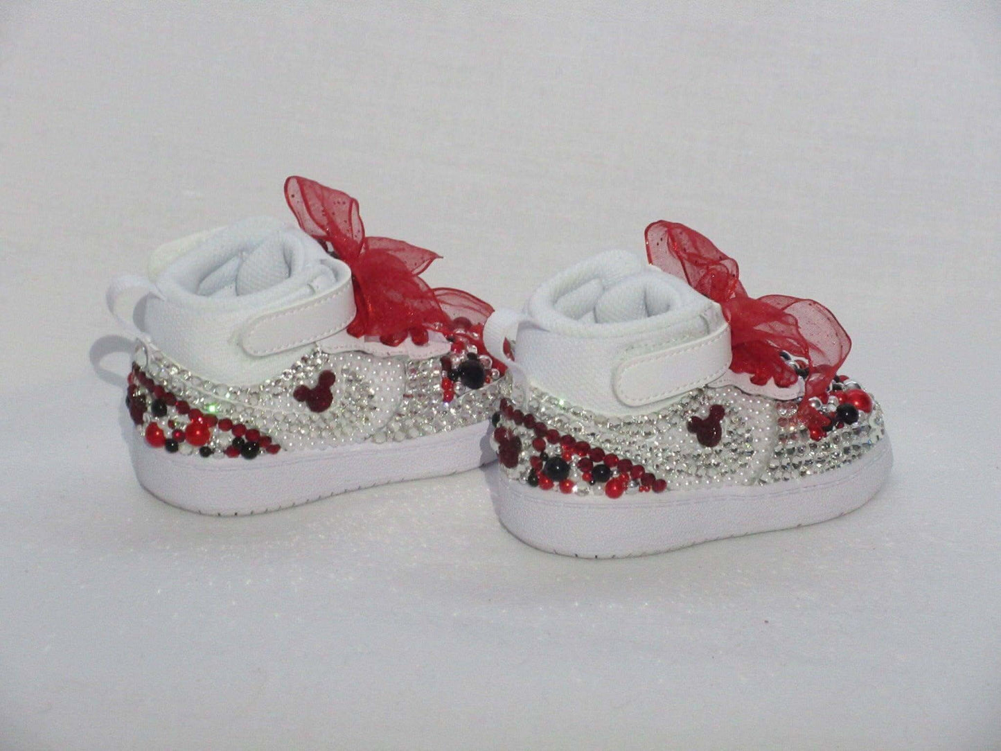 Custom Baby "Minnie" Inspired Nike Force 1, Baby Nike, Bling Baby Shoes. - Crystal Shoe Designs