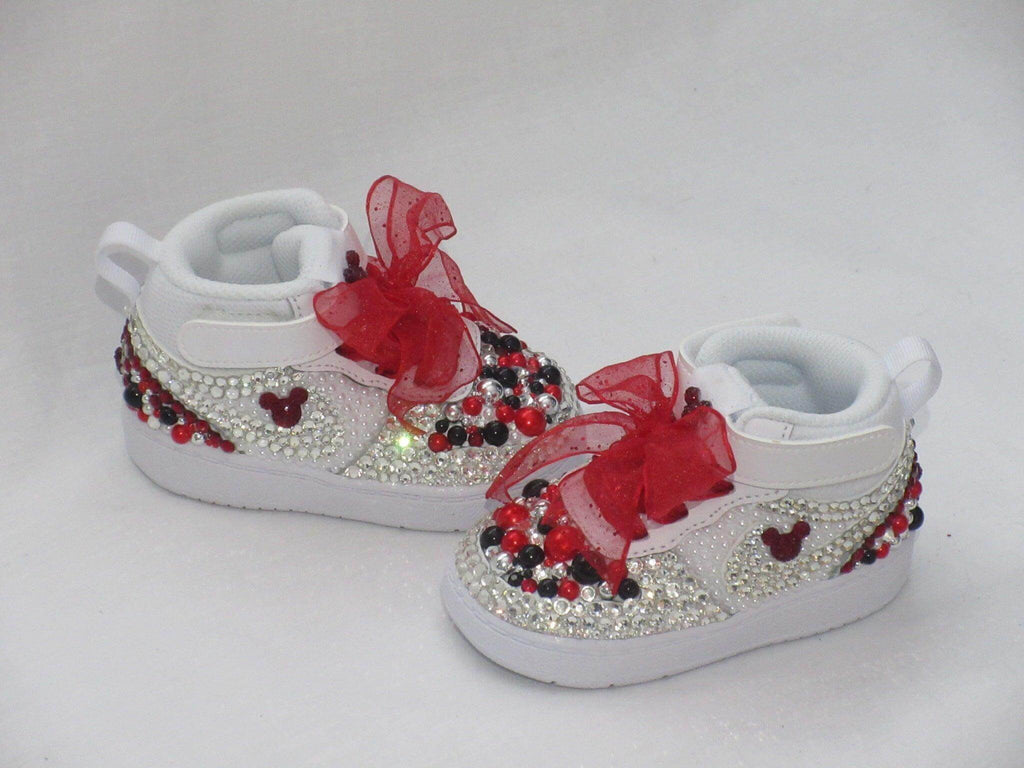 Custom Baby "Minnie" Inspired Nike Force 1, Baby Nike, Bling Baby Shoes. - Crystal Shoe Designs