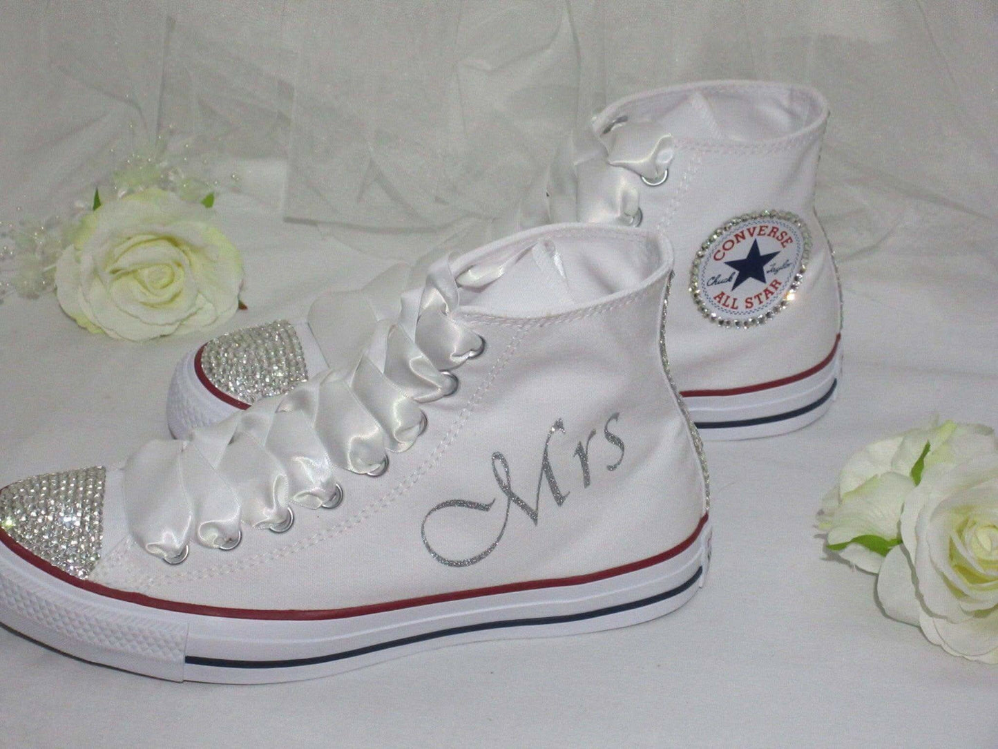 Custom Crystal Hi Top Bridal Converse. - Crystal Shoe Designs