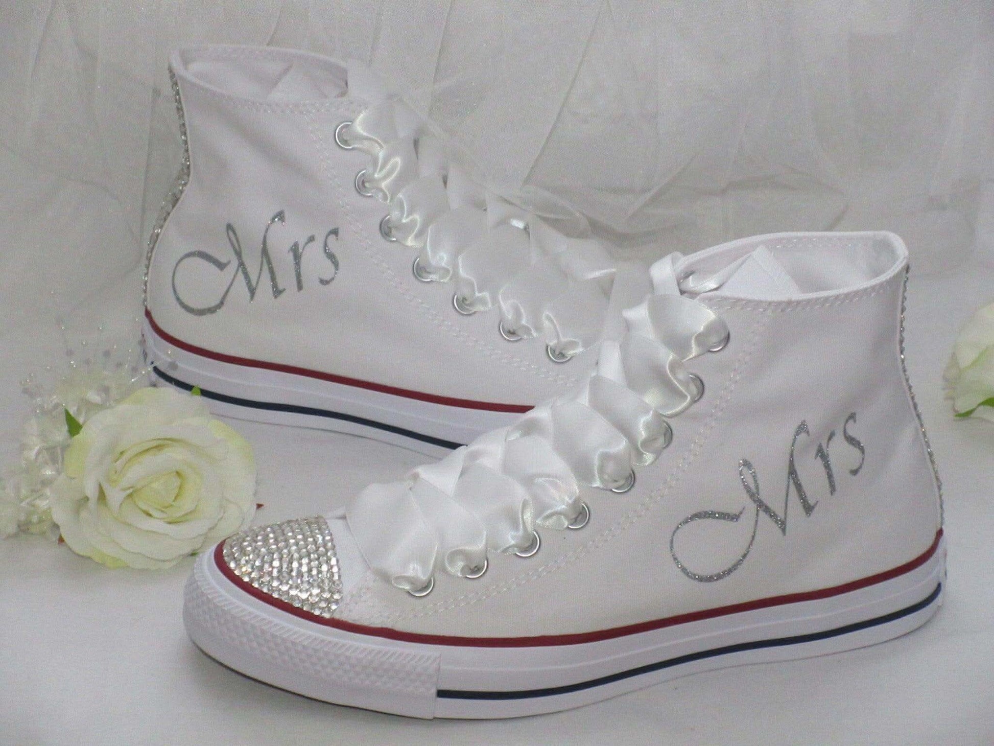 Custom Crystal Hi Top Bridal Converse. - Crystal Shoe Designs
