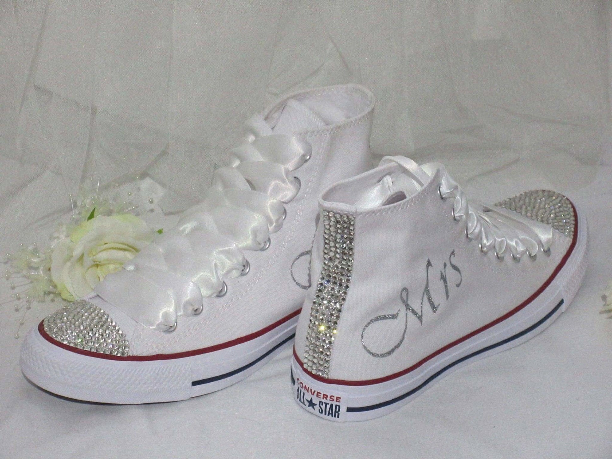 Custom Crystal Hi Top Bridal Converse. - Crystal Shoe Designs