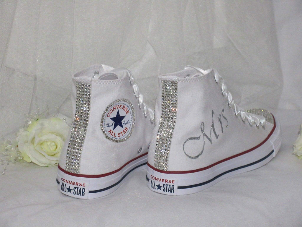 Custom Crystal Hi Top Bridal Converse. - Crystal Shoe Designs