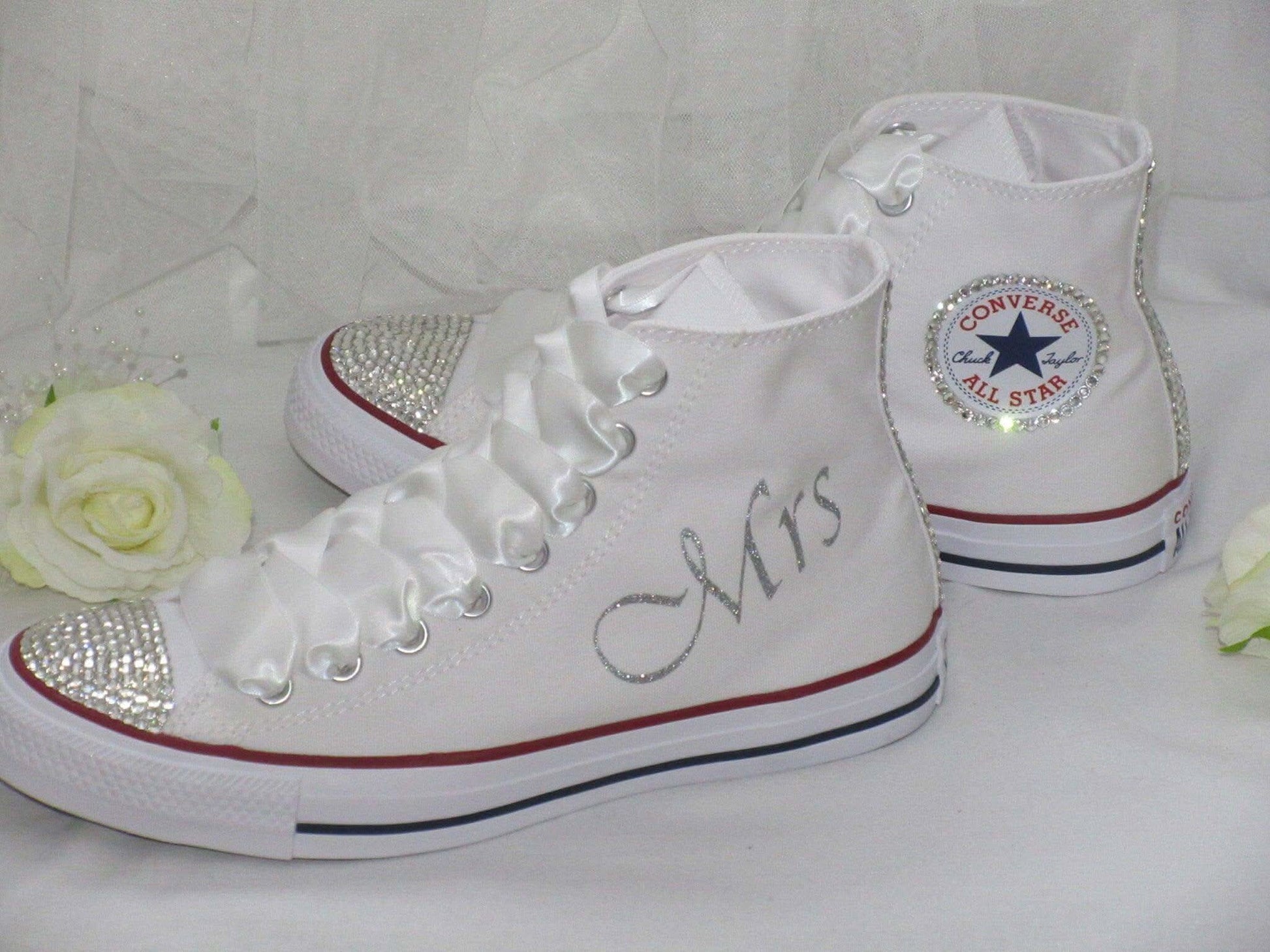 Custom Crystal Hi Top Bridal Converse. - Crystal Shoe Designs
