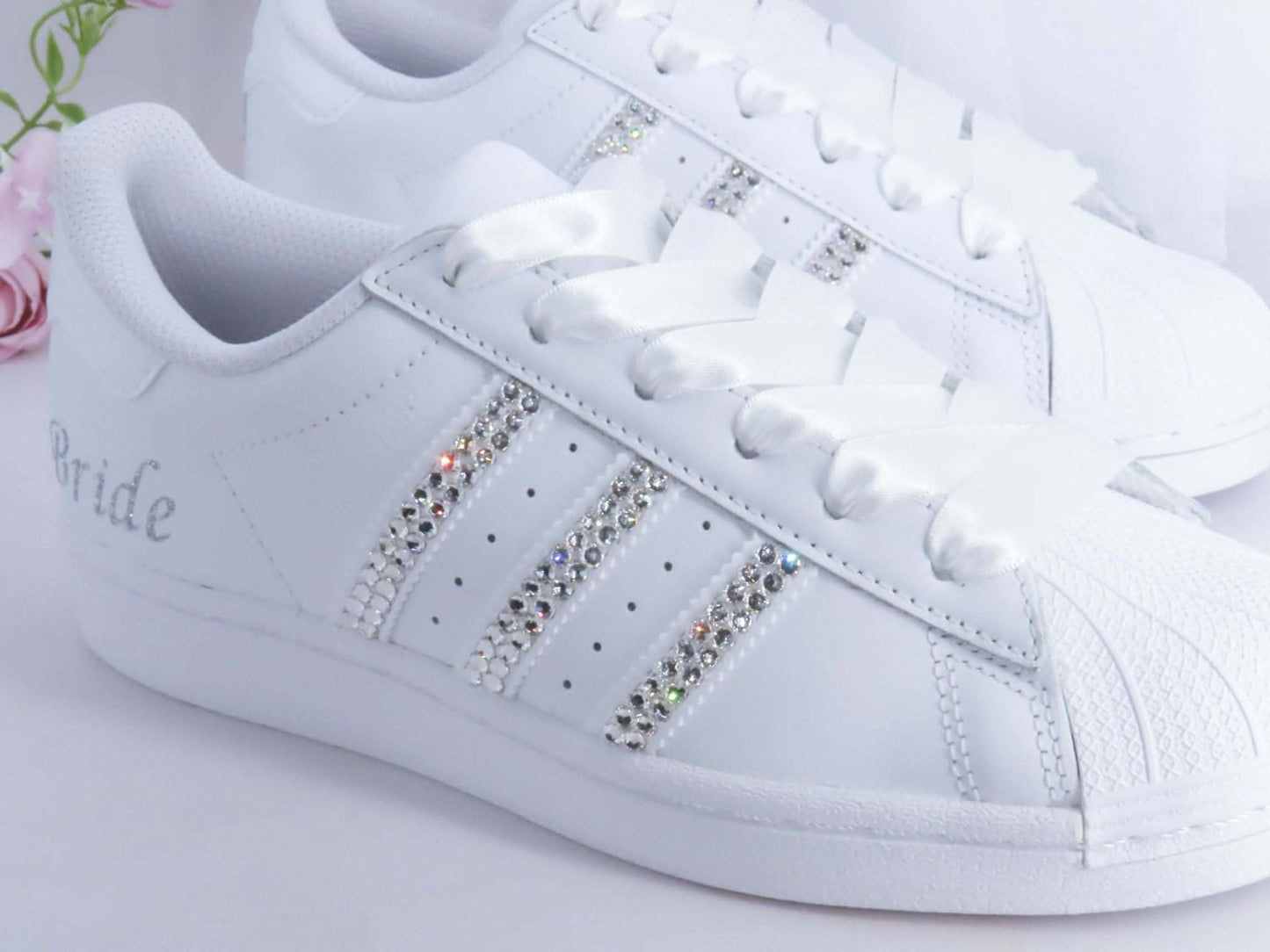 Custom Crystal Personalised Wedding Adidas For Brides. - Crystal Shoe Designs