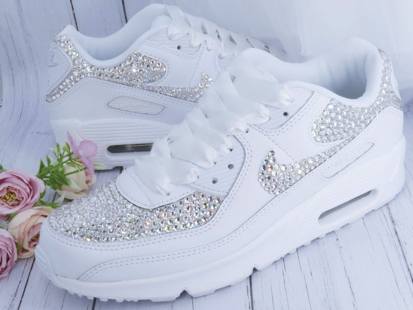 Custom Crystal Wedding Bridal Nike Air Max 90 - Crystal Shoe Designs