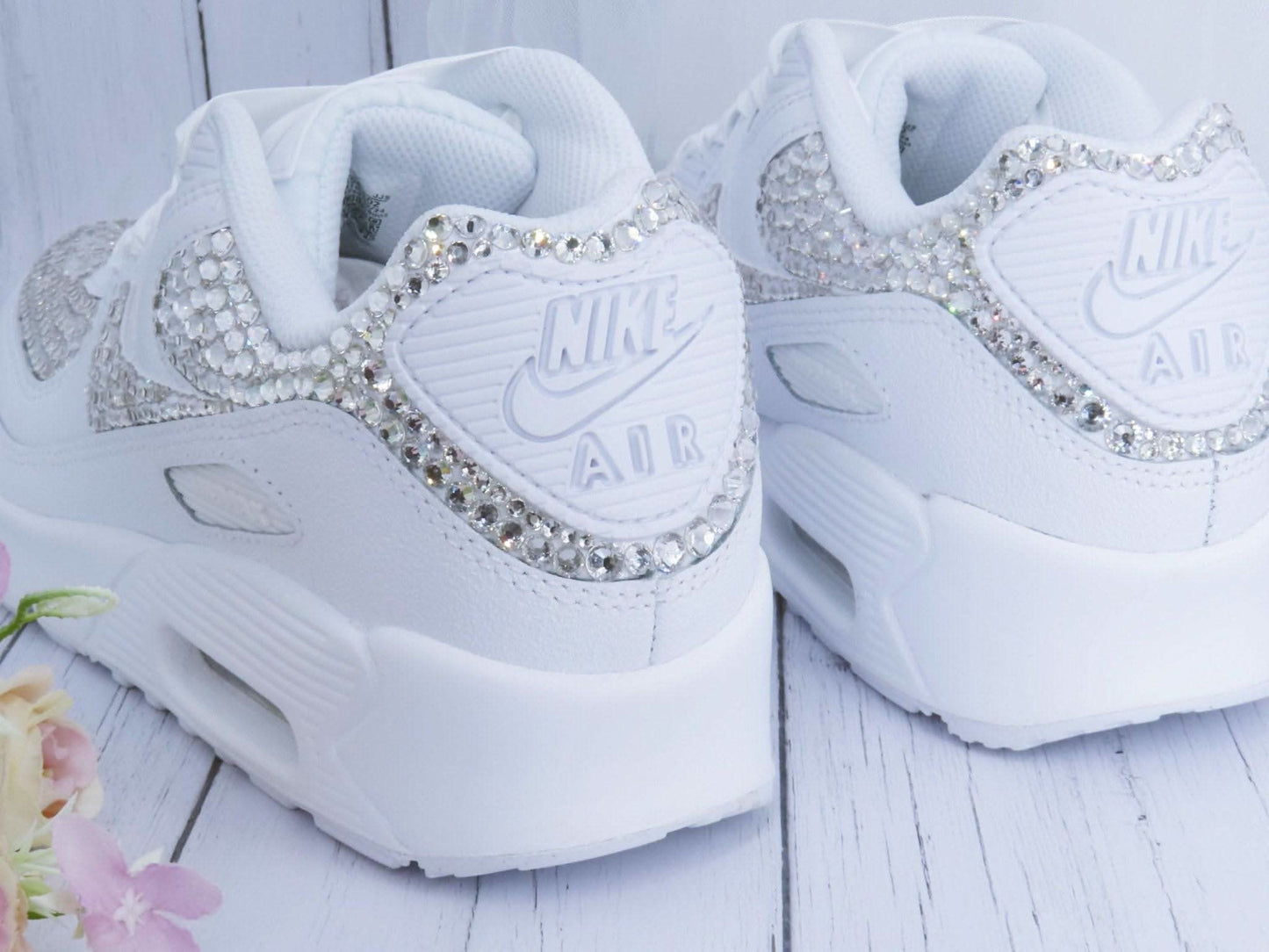 Custom Crystal Wedding Bridal Nike Air Max 90 - Crystal Shoe Designs