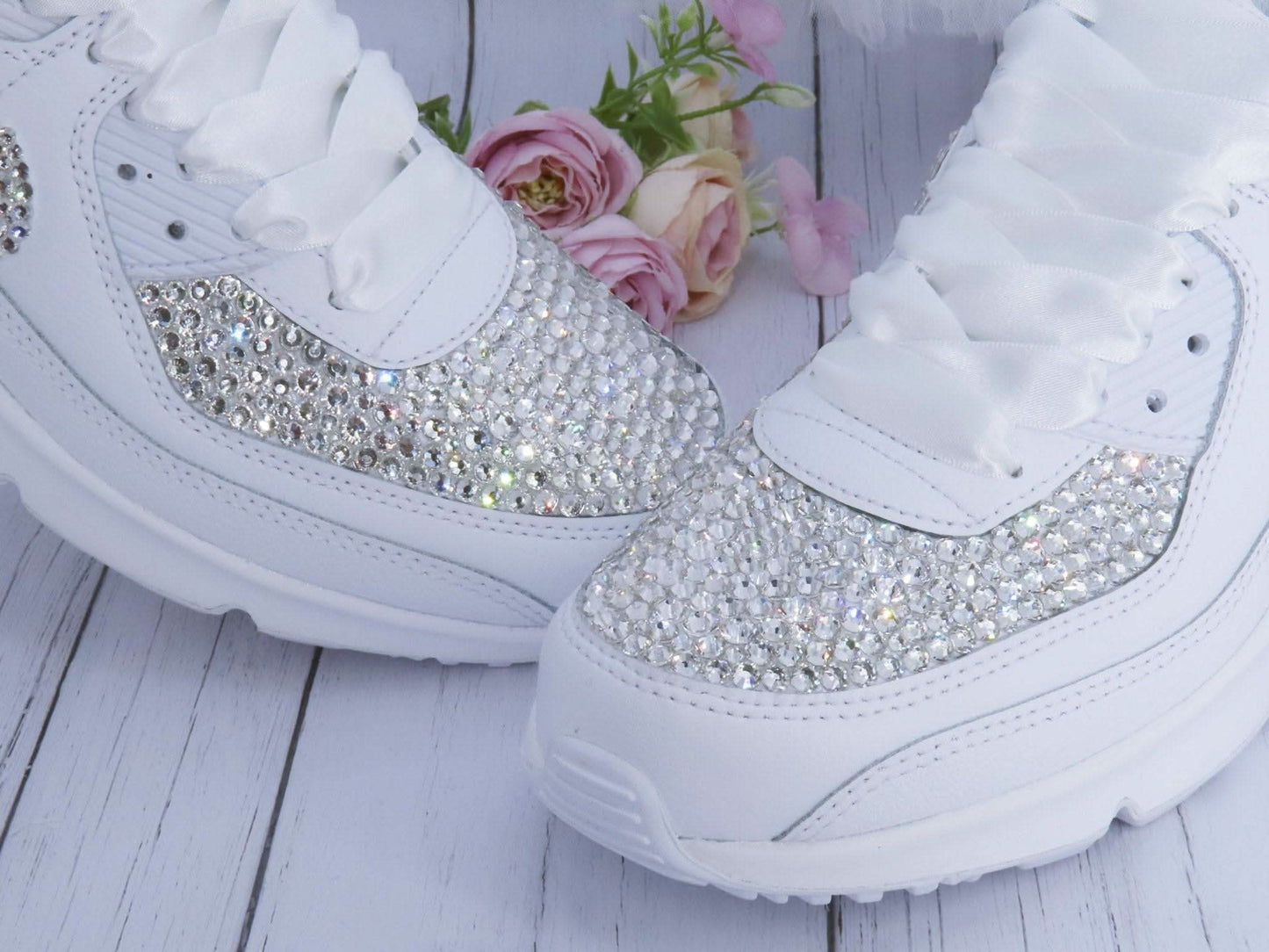 Custom Crystal Wedding Bridal Nike Air Max 90 - Crystal Shoe Designs
