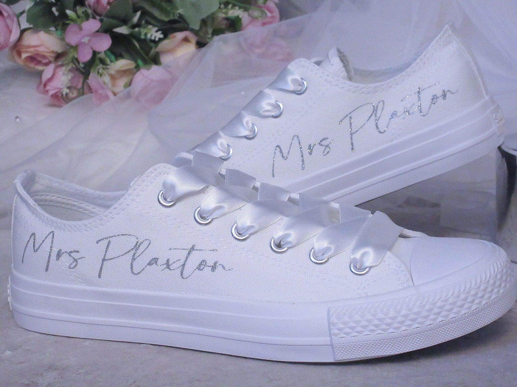 Custom Personalised Canvas Wedding Trainers. - Crystal Shoe Designs