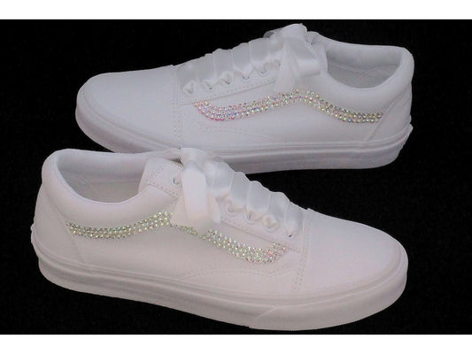 Custom wedding Old Skool Platform Vans, Trainers For Brides. - Crystal Shoe Designs