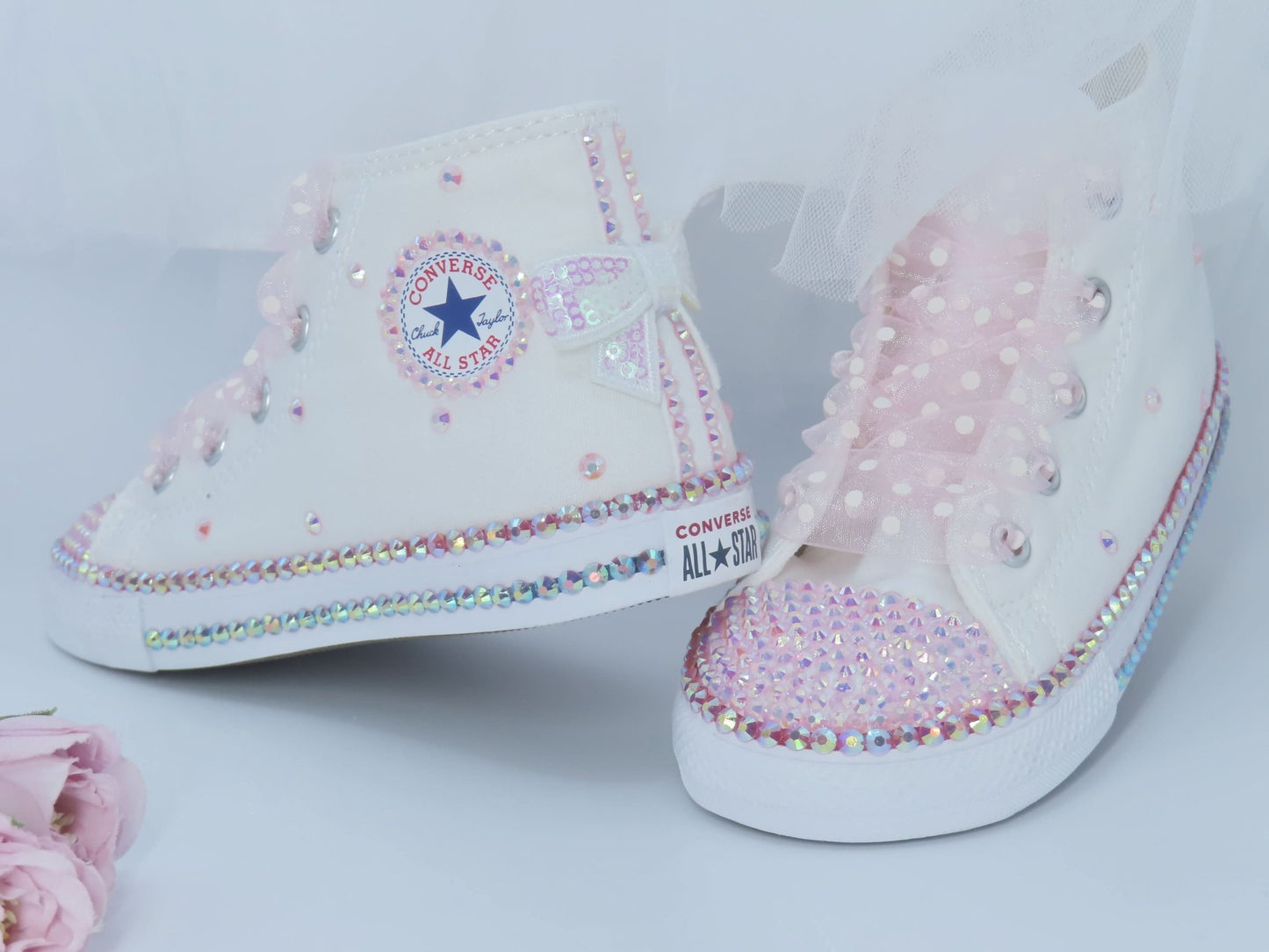 Flower Girl Hi Top Converse - Crystal Shoe Designs