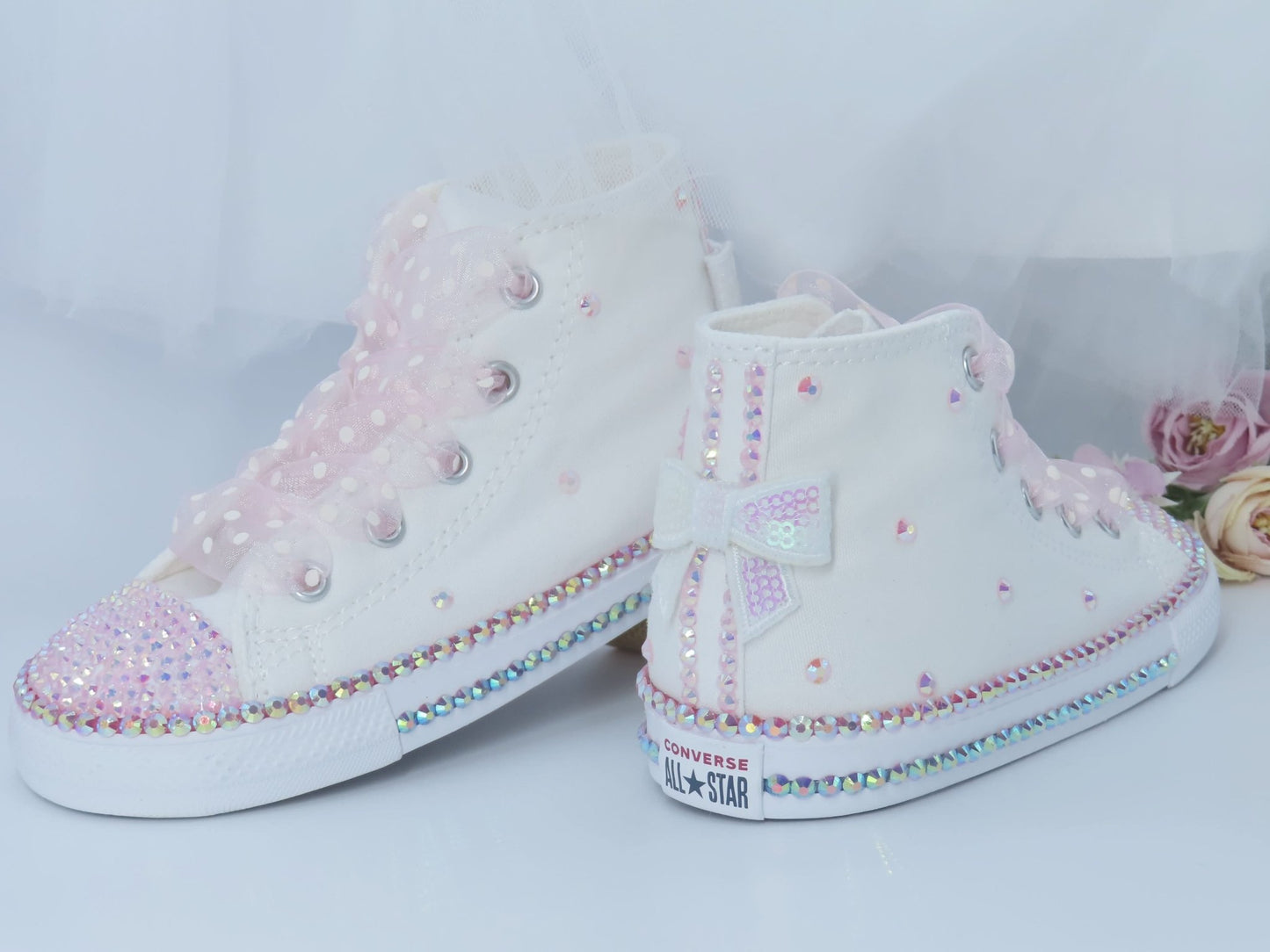 Flower Girl Hi Top Converse - Crystal Shoe Designs