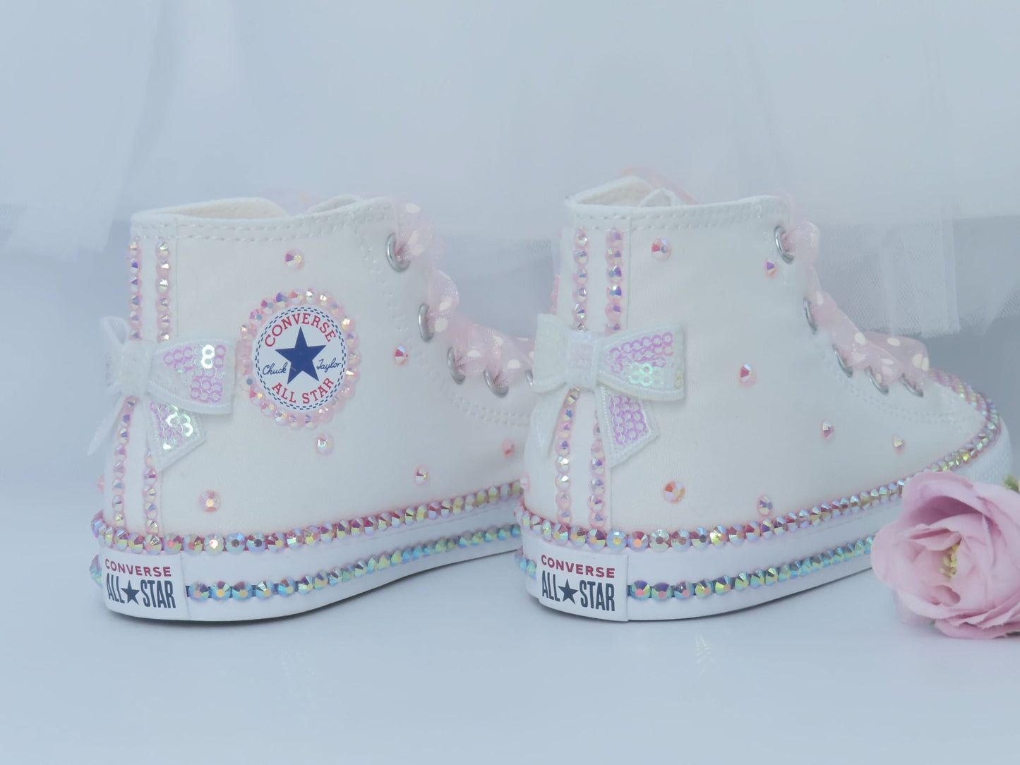 Flower Girl Hi Top Converse - Crystal Shoe Designs