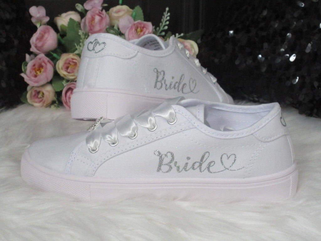Glitter Print Wedding Trainers in Standard & Wide Fit - Crystal Shoe Designs