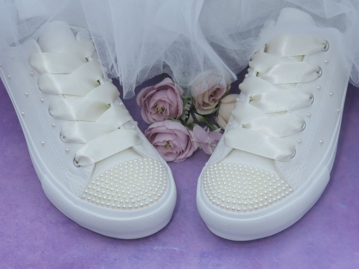 Holy Communion Ivory Pearl Trainers - Crystal Shoe Designs