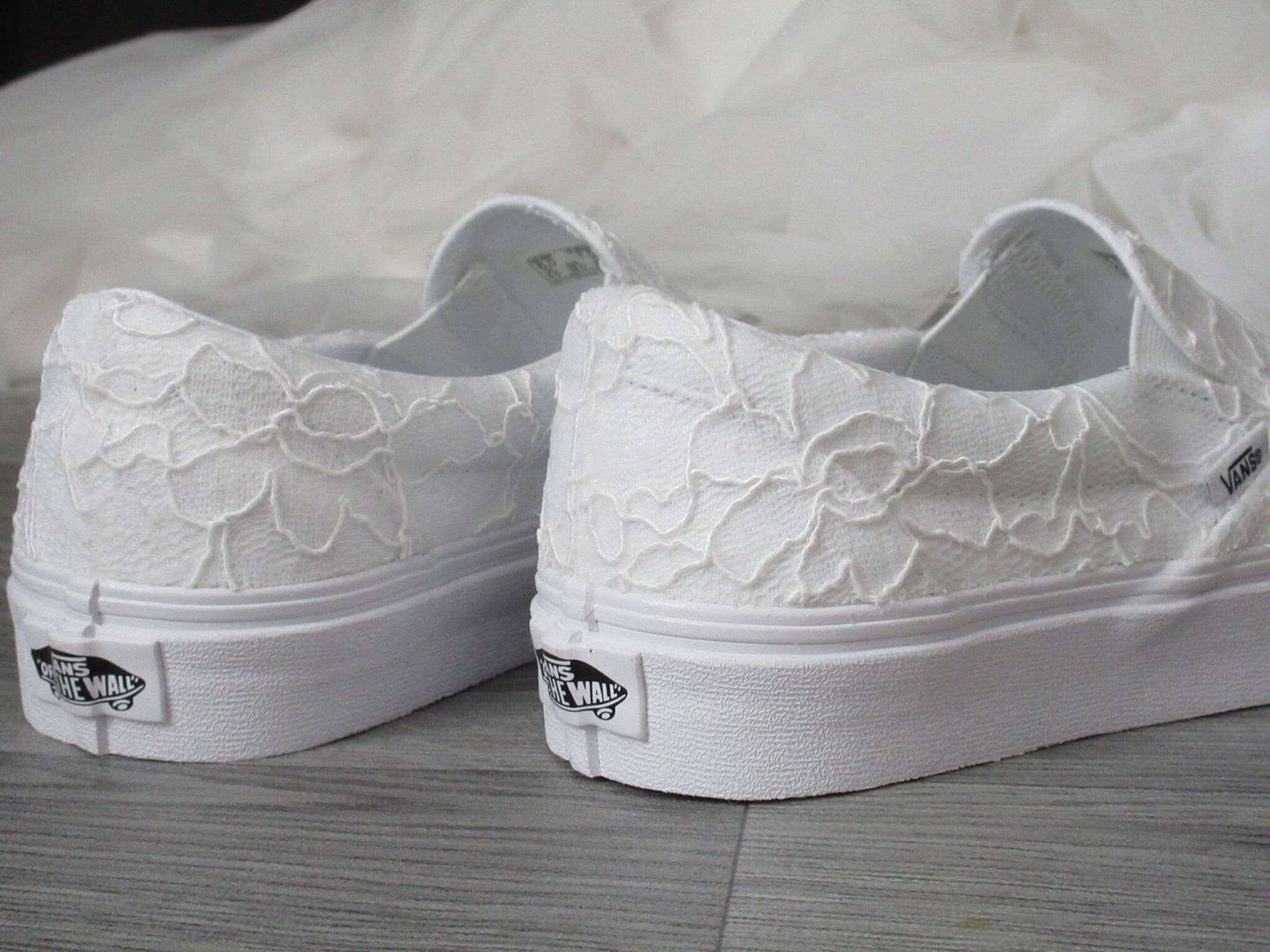 Lace Slip On Vans Wedding Trainers For Brides. - Crystal Shoe Designs