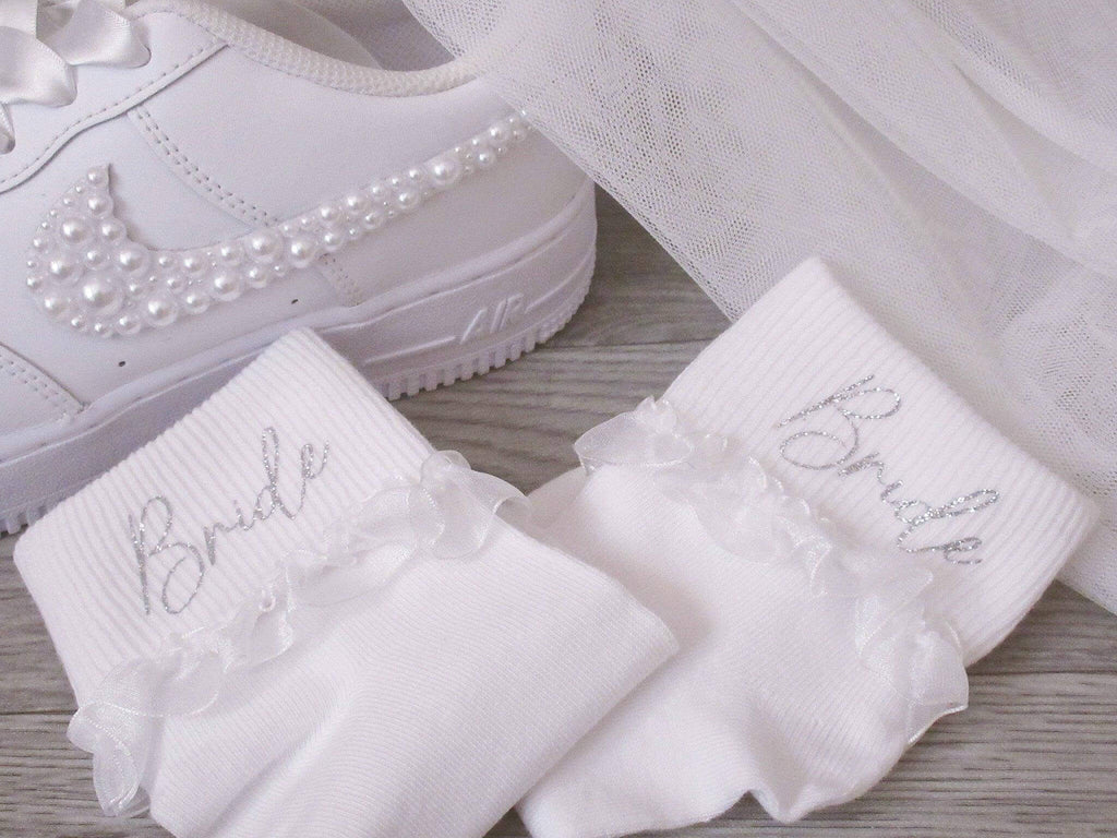 Organza Frill Bride Wedding Socks - Crystal Shoe Designs