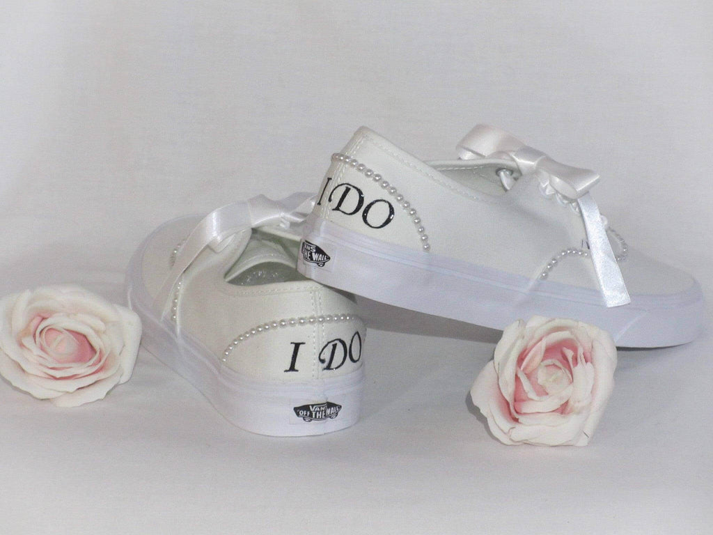 Pearl Custom "I Do" Wedding Vans - Crystal Shoe Designs