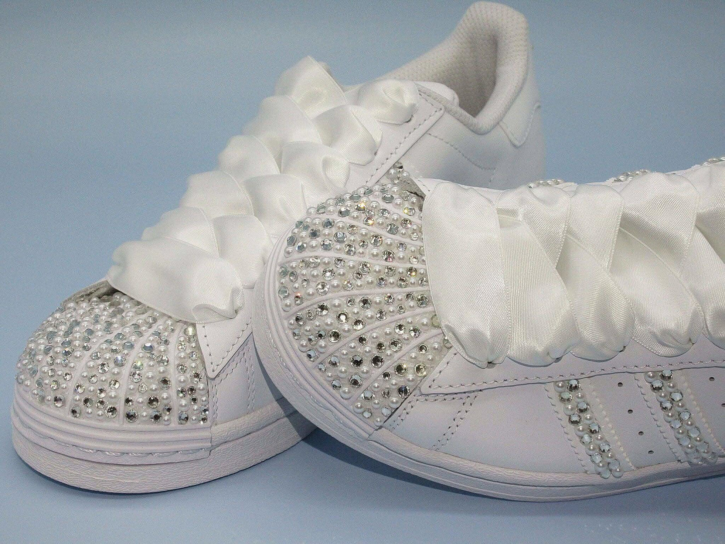 Personalised Bridal Crystal & Pearl AdidasTrainers - Crystal Shoe Designs