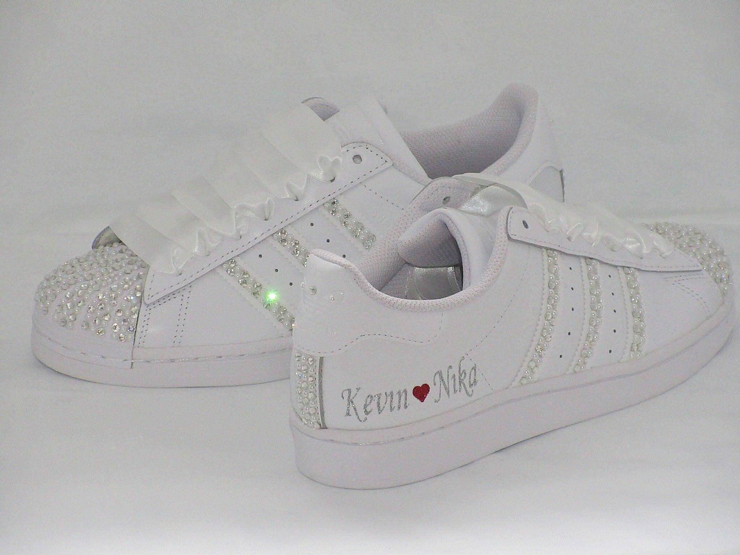 Personalised Bridal Crystal & Pearl AdidasTrainers - Crystal Shoe Designs