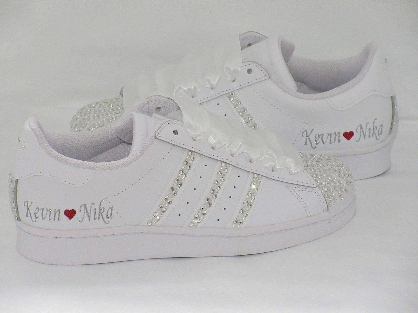 Personalised Bridal Crystal & Pearl AdidasTrainers - Crystal Shoe Designs