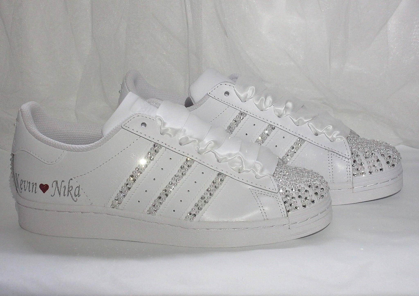 Personalised Bridal Crystal & Pearl AdidasTrainers - Crystal Shoe Designs