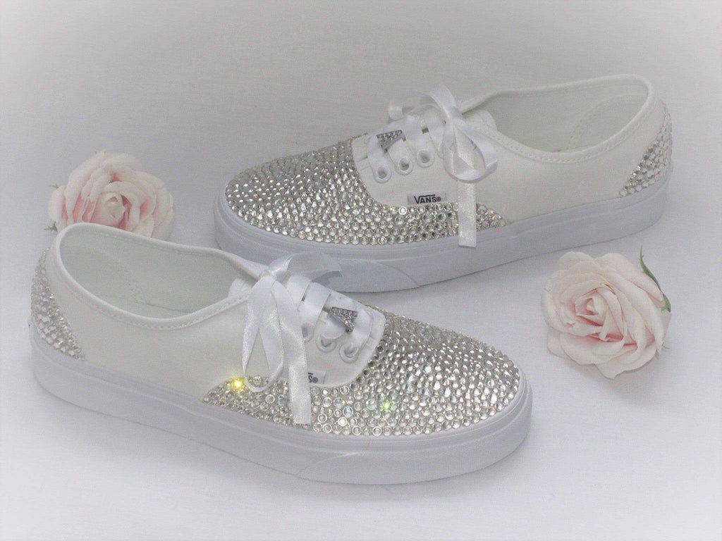 Personalised Wedding Bridal Custom Crystal Vans, Bride Shoes, Wedding sneakers, Vans Authentic - Crystal Shoe Designs