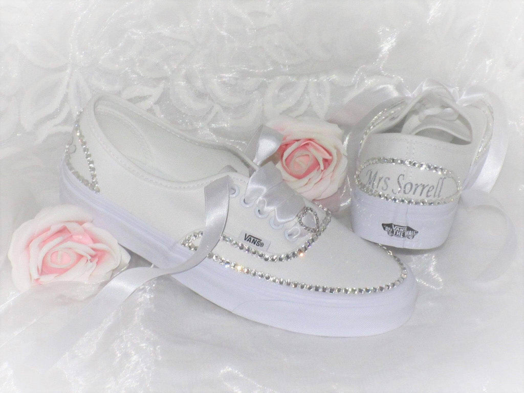Personalised Wedding Bridal Custom Crystal Vans Sneakers / Bling Sneakers / Bride Sneakers, - Crystal Shoe Designs