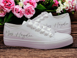 Personalised White Wedding Trainers. - Crystal Shoe Designs