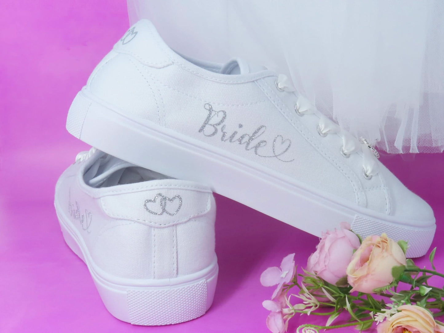 Unique Glitter Print Customisable Bridal Trainers - Crystal Shoe Designs
