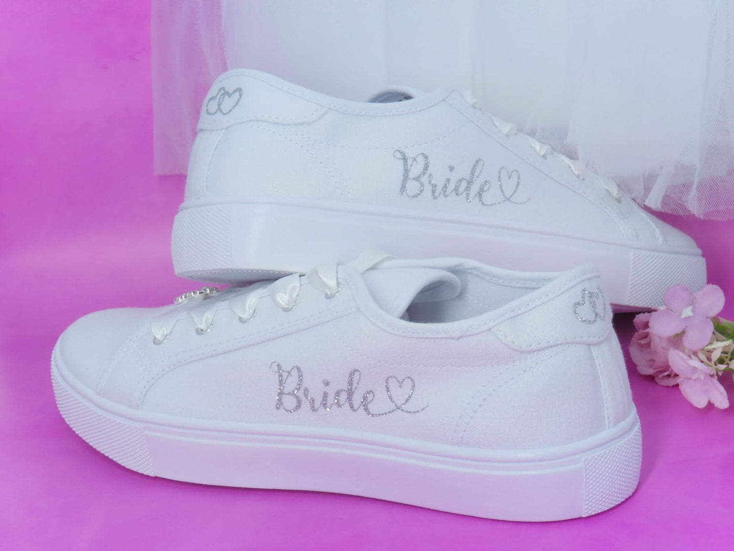 Unique Glitter Print Customisable Bridal Trainers - Crystal Shoe Designs