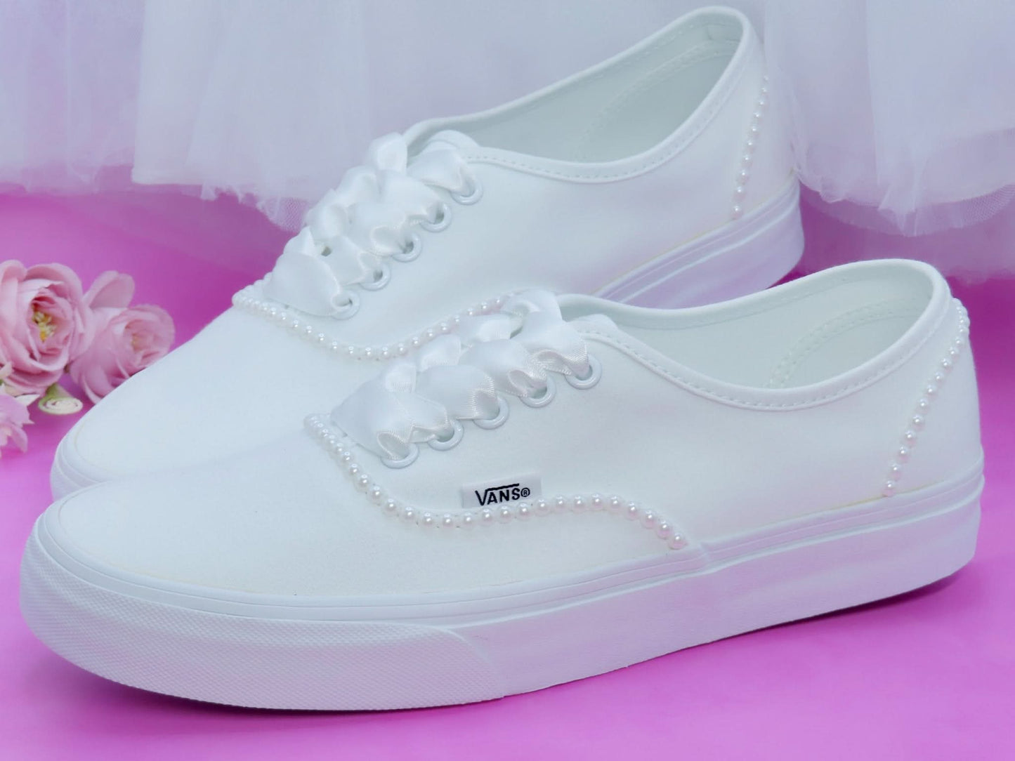 Wedding Bridal Custom Pearl Vans - Crystal Shoe Designs