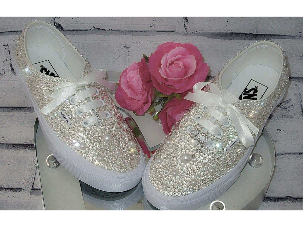 Wedding Sneakers - Bridal Sneakers - Crystal wedding sneakers - Crystal Vans Sneakers - Wedding Trainers - Vans Authentic. - Crystal Shoe Designs