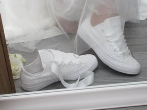 Wedding White Pearl Converse - Crystal Shoe Designs
