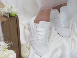 Wedding White Pearl Converse - Crystal Shoe Designs