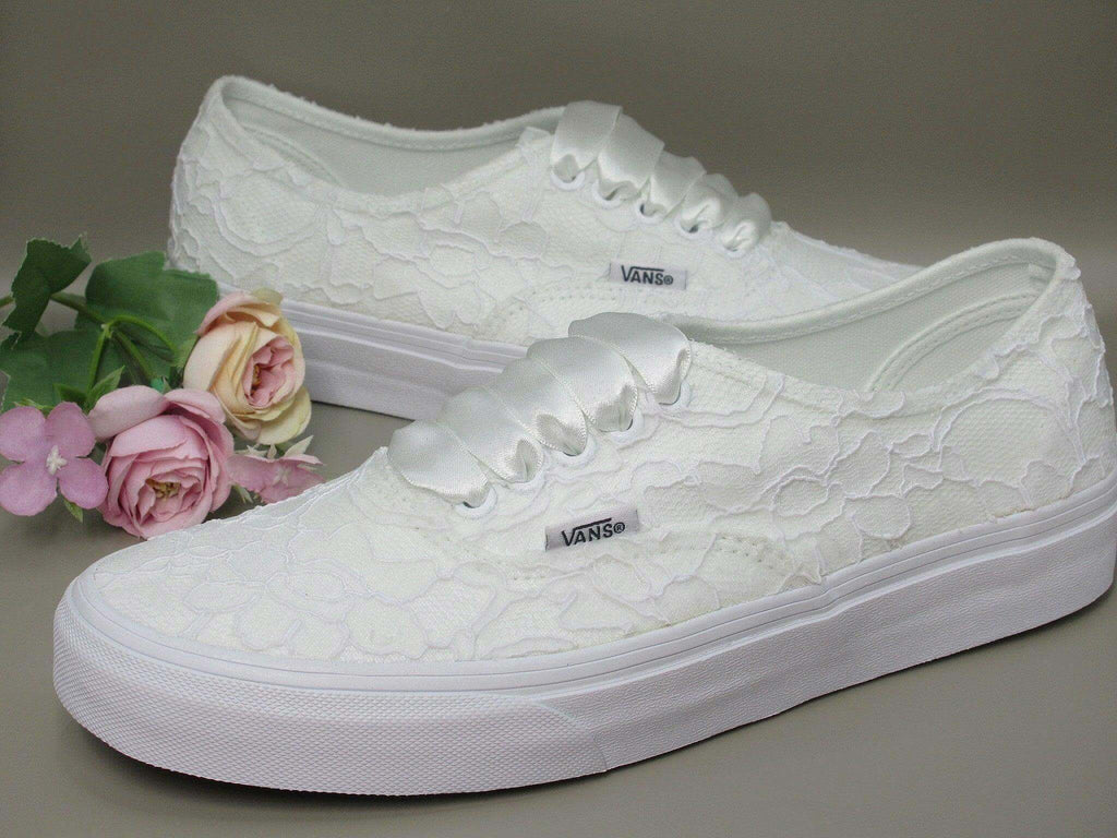 White Lace Vans Wedding Trainers For Brides. - Crystal Shoe Designs