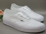 Load image into Gallery viewer, White Lace Vans Wedding Trainers For Brides. - Crystal Shoe Designs
