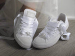 Load image into Gallery viewer, White Pearl Wedding Converse - Crystal Shoe Designs

