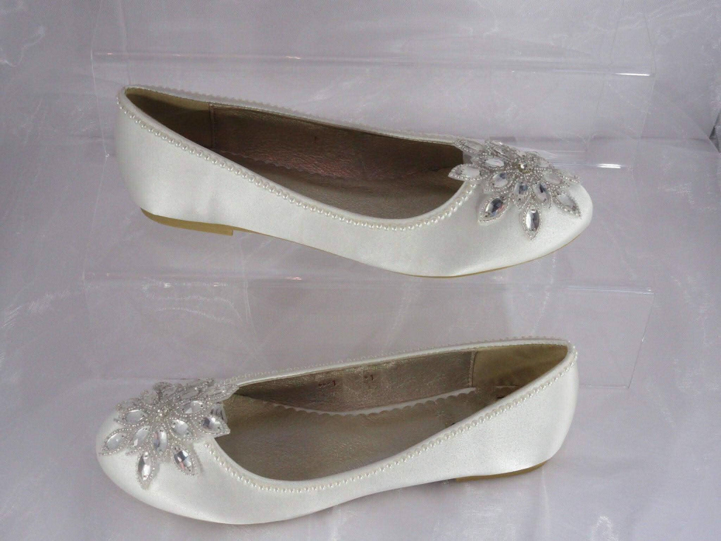 Bridal Custom Ivory Flat Shoes/ Satin Wedding Shoes/ Wedding Flats/ Embellished Wedding Shoes. - Crystal Shoe Designs