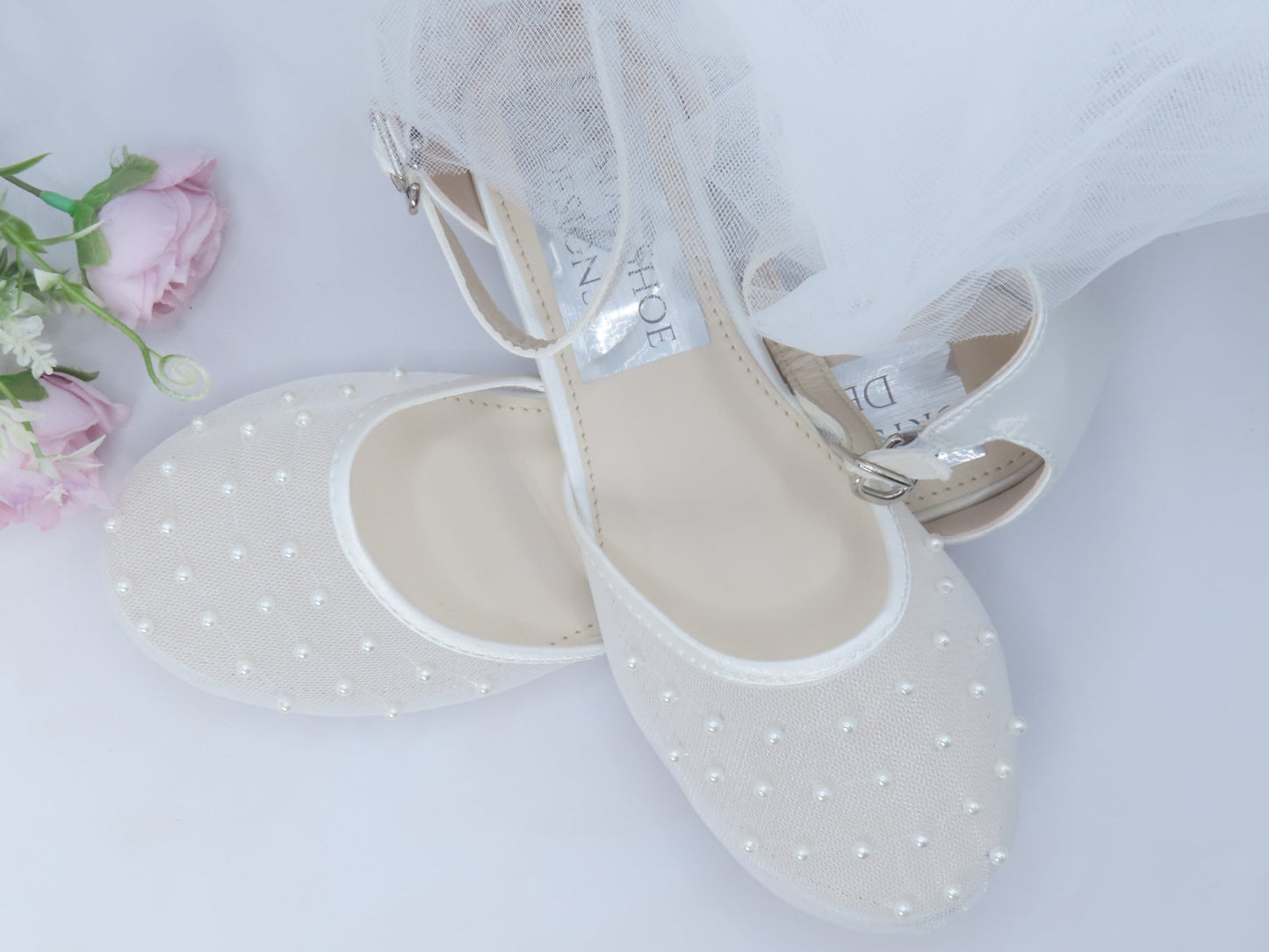 Bridesmaid, Flower Girl, Communion White Ivory Shoes, Girls Party Shoes. - Crystal Shoe Designs