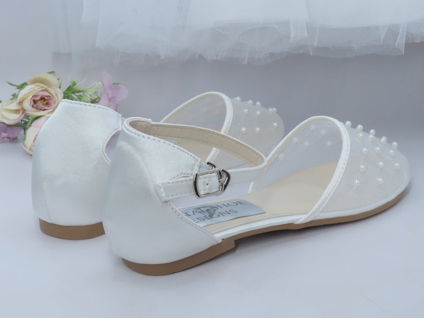Bridesmaid, Flower Girl, Communion White Ivory Shoes, Girls Party Shoes. - Crystal Shoe Designs