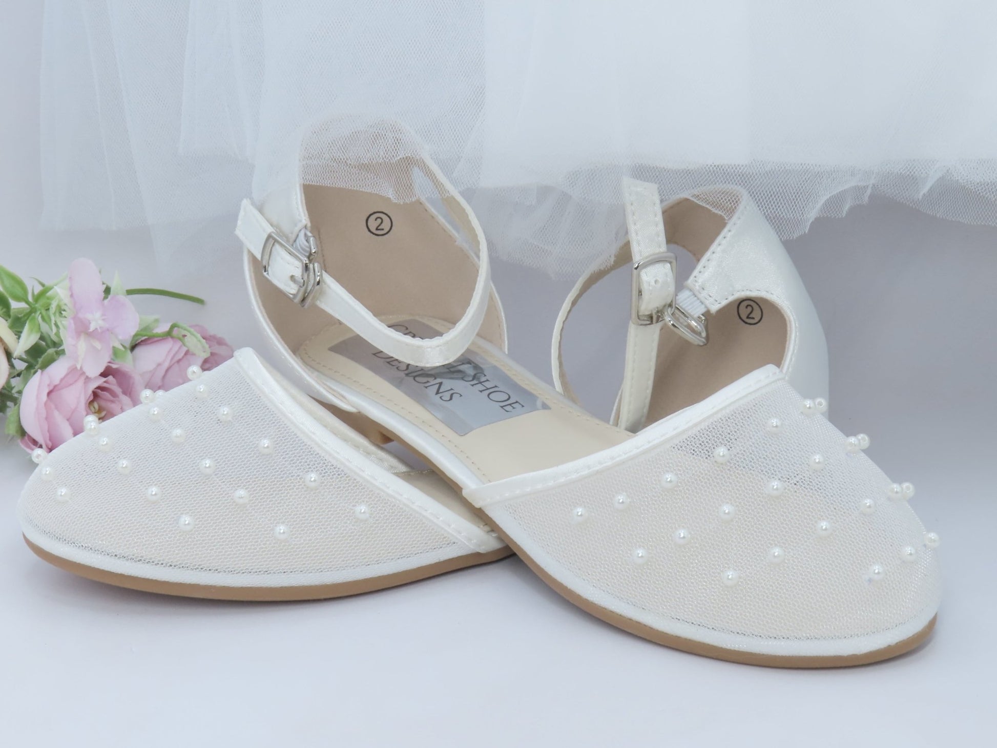 Bridesmaid, Flower Girl, Communion White Ivory Shoes, Girls Party Shoes. - Crystal Shoe Designs
