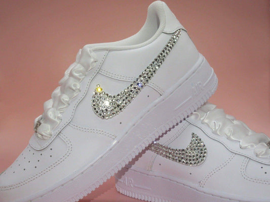  Crystal Shoe Designs SHOES Custom Crystal Wedding Nike Air Force 1 Trainers for Brides.