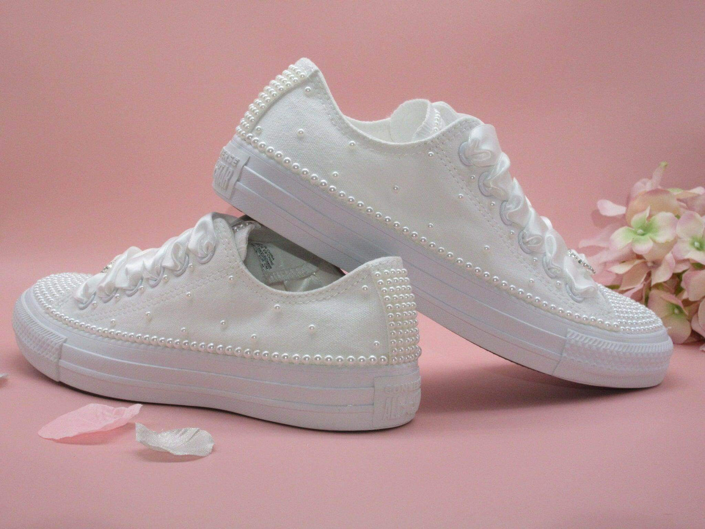 Crystal Shoe Designs SHOES Wedding Bridal White Pearl Converse.