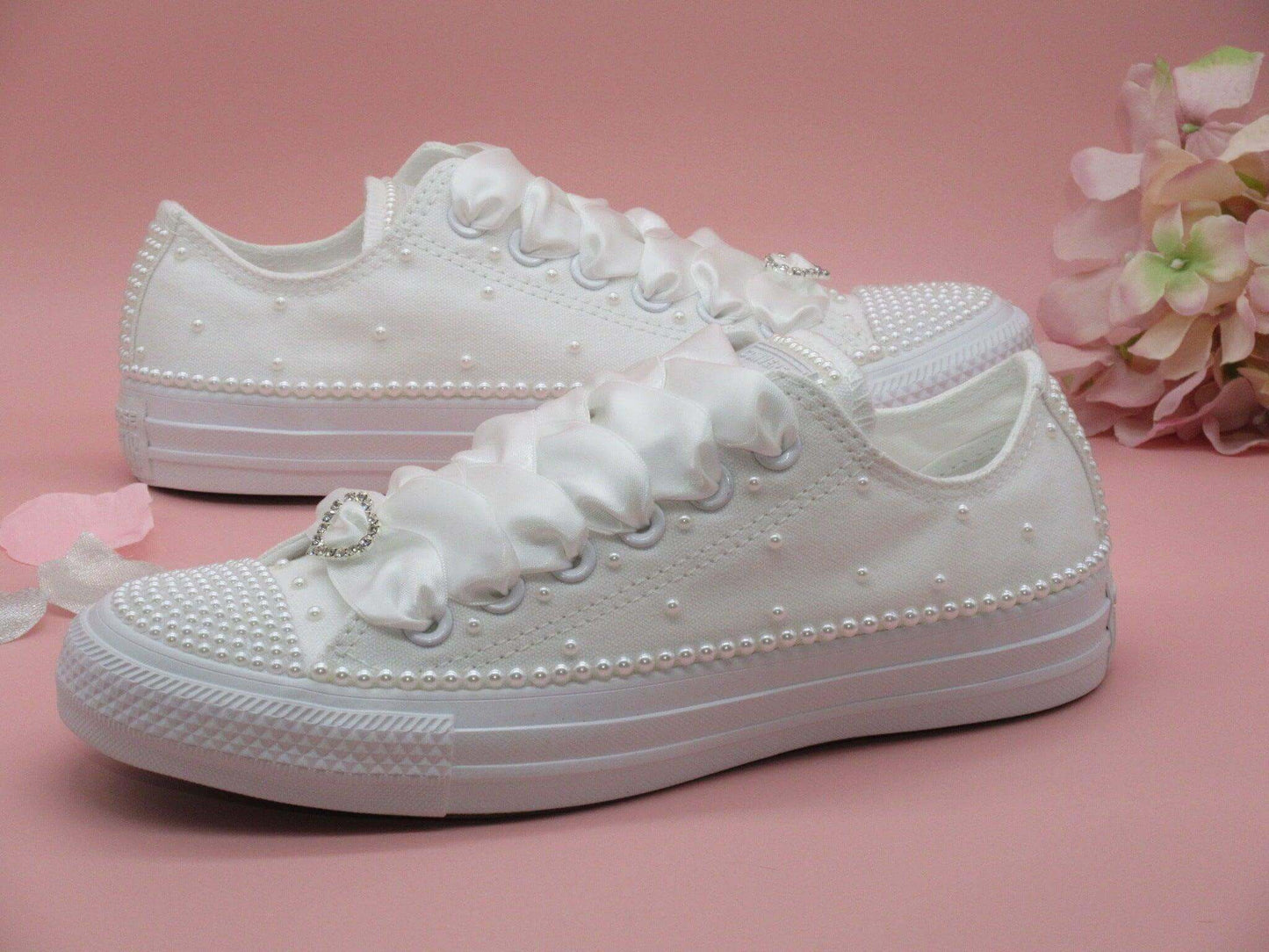 Crystal Shoe Designs SHOES Wedding Bridal White Pearl Converse.