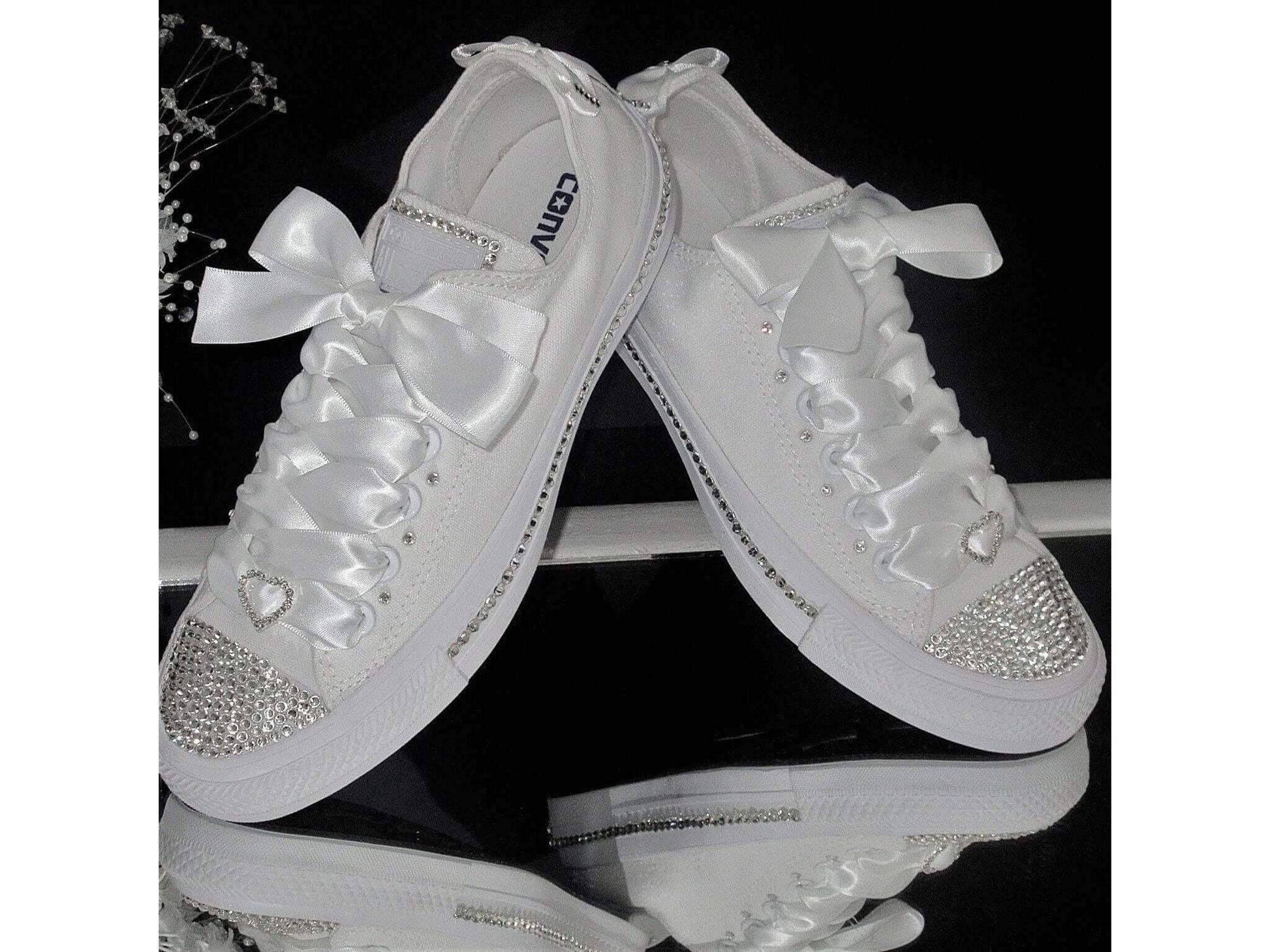 CrystalShoeDesigns Shoes Bridal Custom Crystal Wedding Converse Trainers