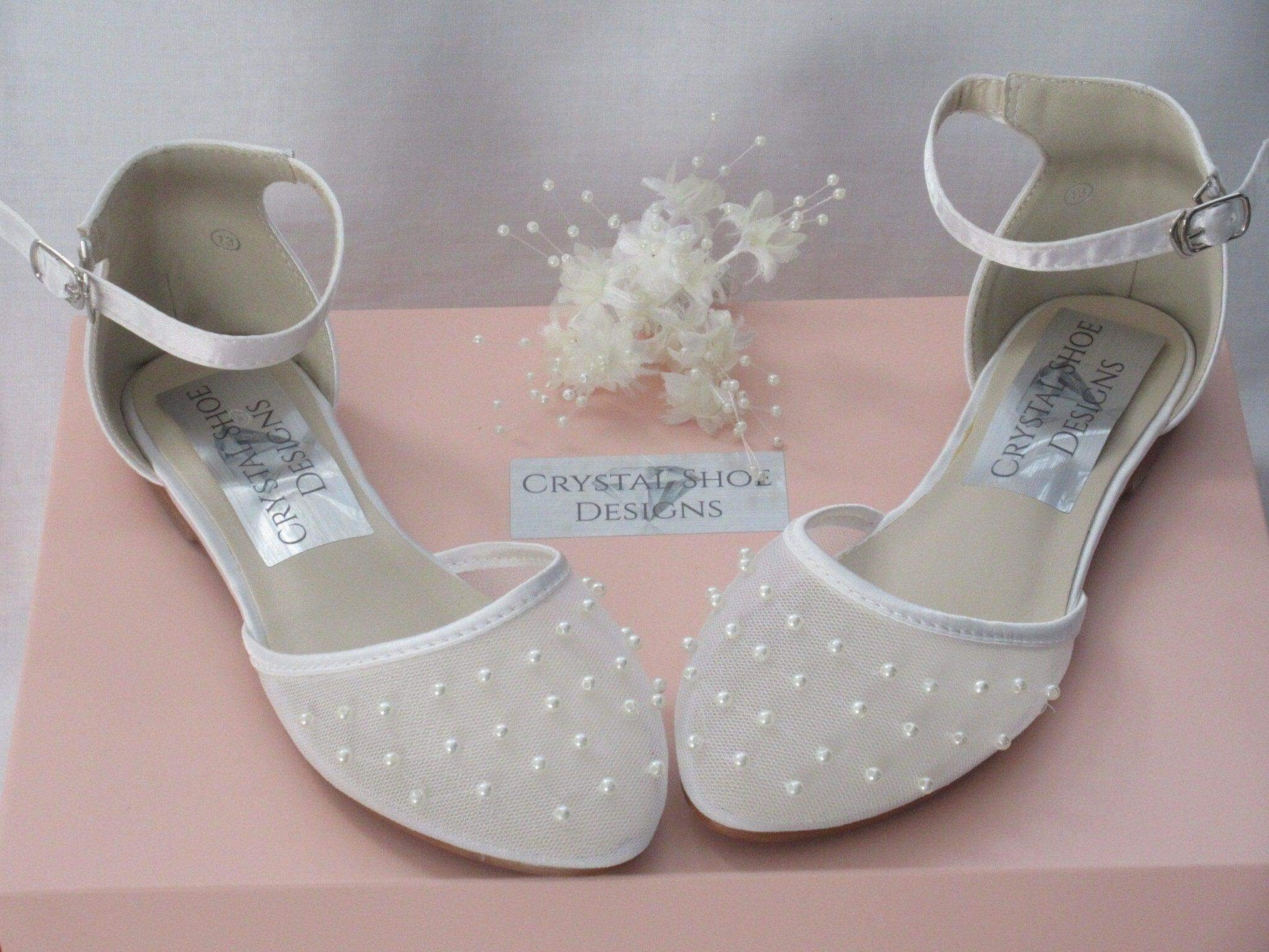 CrystalShoeDesigns Shoes Bridesmaid, Flower Girl, Communion White Ivory Satin Shoes, Girls Party Shoes.